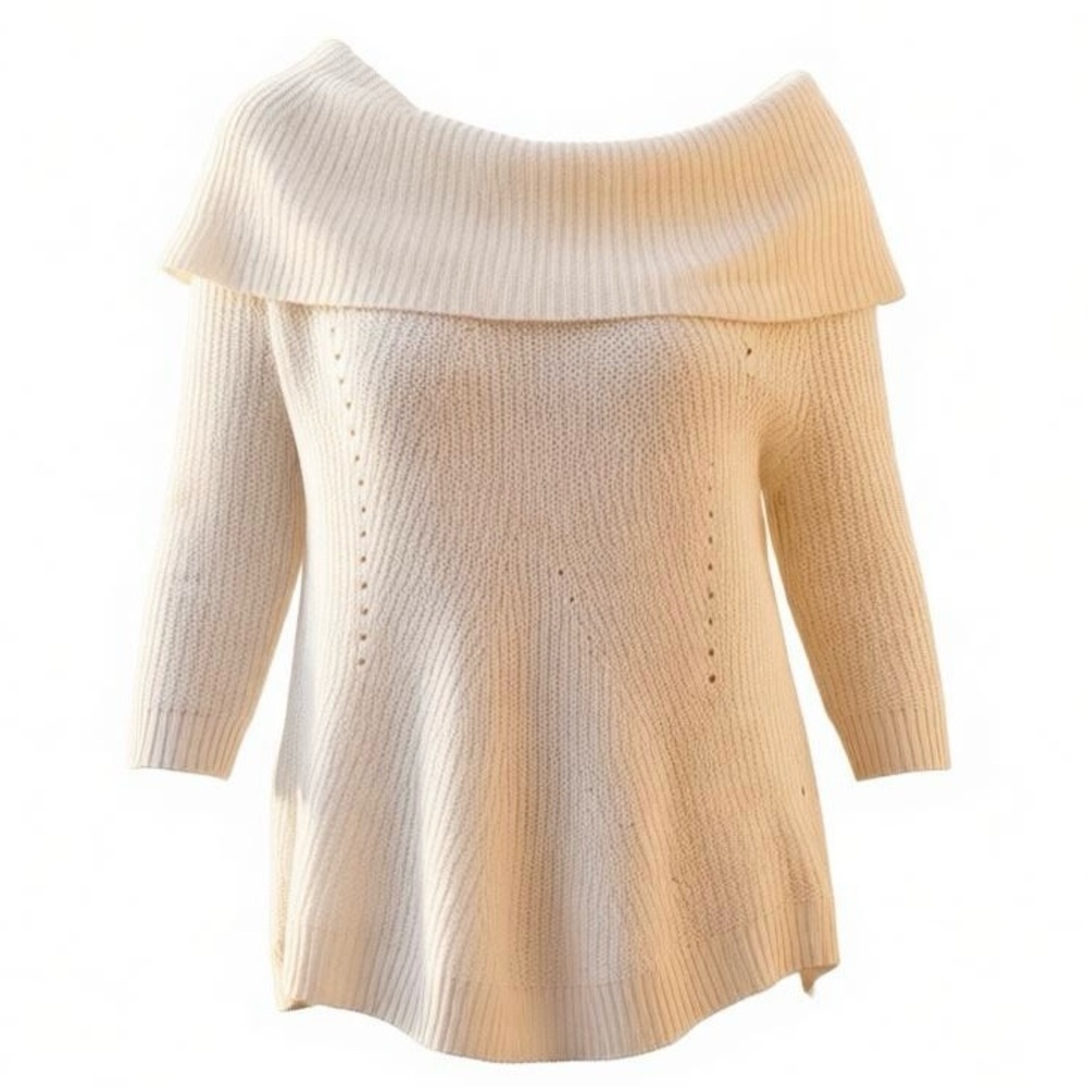 Oversized White Knit Sweater By Moth
